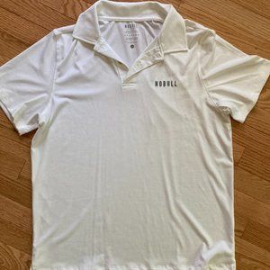 NOBULL MEN'S LIGHTWEIGHT TEXTURED POLO BRIGHT WHITE CAMO LARGE